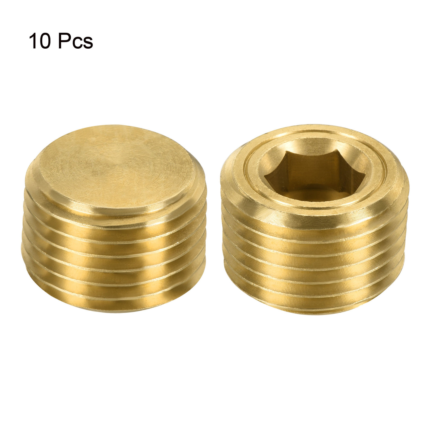 Harfington Brass Pipe Plug Male Thread Hex Internal Head Socket Fitting for Water Air Fuel Pipe