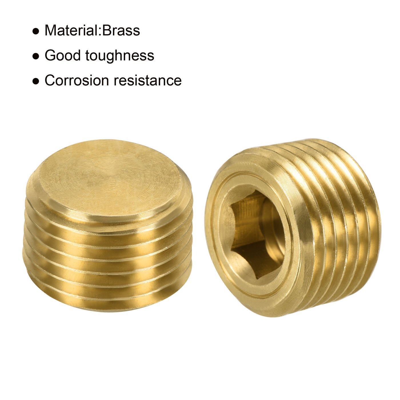 Harfington Brass Pipe Plug Male Thread Hex Internal Head Socket Fitting for Water Air Fuel Pipe