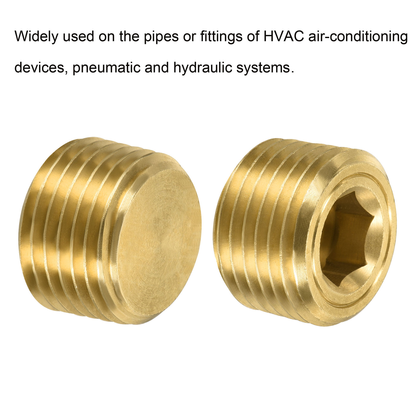 Harfington Brass Pipe Plug Male Thread Hex Internal Head Socket Fitting for Water Air Fuel Pipe