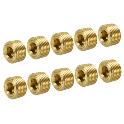 Harfington Brass Pipe Plug Male Thread Hex Internal Head Socket Fitting for Water Air Fuel Pipe