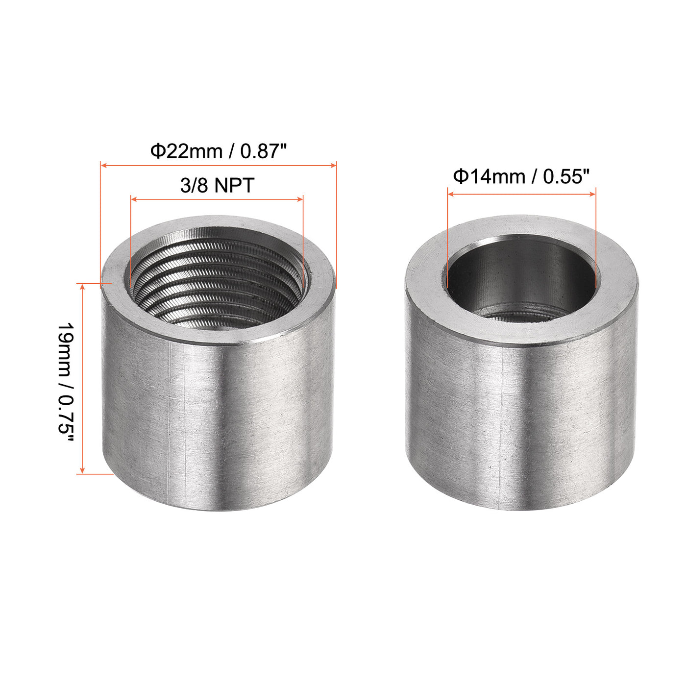 Harfington Weld Coupling, Threaded, Weldable, Pipe Fuel Tank Bung Connector