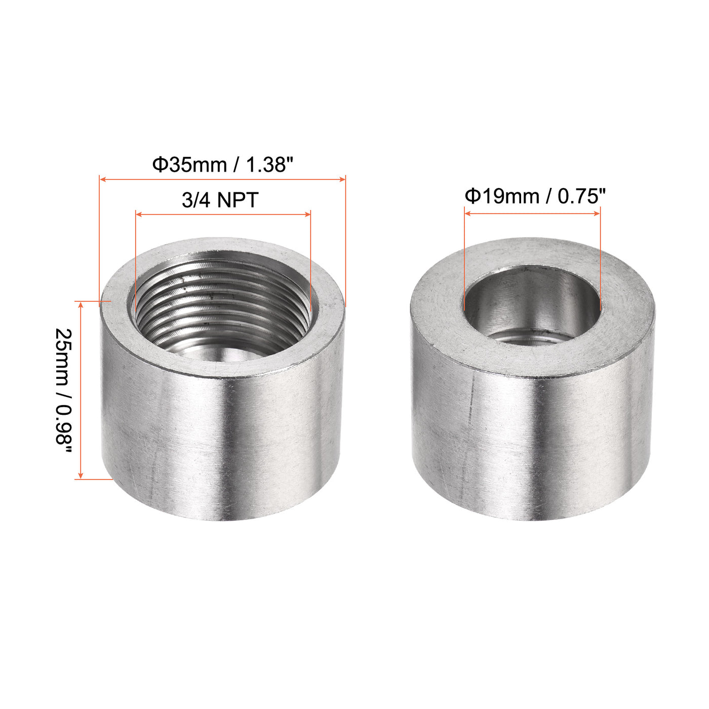 Harfington Weld Coupling 304 Stainless Steel 1/8 NPT Female Half Threaded Connector