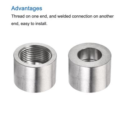 Harfington Weld Coupling 304 Stainless Steel 1/8 NPT Female Half Threaded Connector