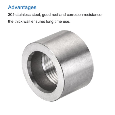 Harfington Weld Coupling 304 Stainless Steel 1/8 NPT Female Half Threaded Connector