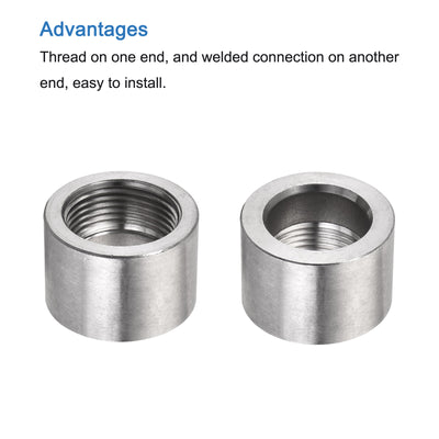 Harfington Weld Coupling 304 Stainless Steel 1/8 NPT Female Half Threaded Connector