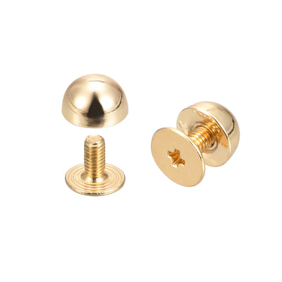 Harfington Uxcell 8x5mm Screw Back Rivets Solid Round Head Leather Studs Gold Tone 10 Sets