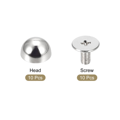 Harfington Uxcell 8x5mm Screw Back Rivets Solid Round Head Leather Studs Gold Tone 10 Sets