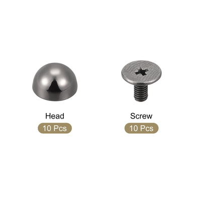 Harfington Uxcell 8x5mm Screw Back Rivets Solid Round Head Leather Studs Gold Tone 10 Sets