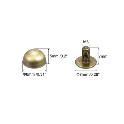 Harfington Uxcell 8x5mm Screw Back Rivets Solid Round Head Leather Studs Gold Tone 10 Sets