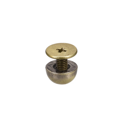 Harfington Uxcell 8x5mm Screw Back Rivets Solid Round Head Leather Studs Gold Tone 10 Sets