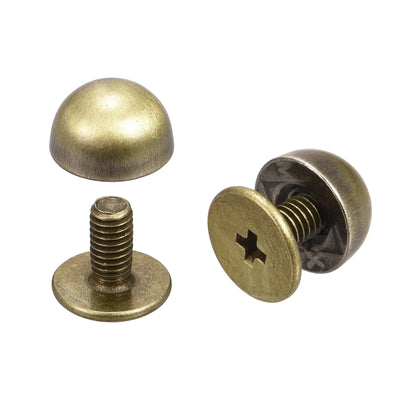 Harfington Uxcell 8x5mm Screw Back Rivets Solid Round Head Leather Studs Gold Tone 10 Sets