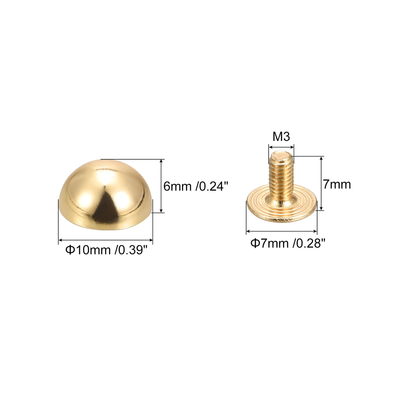 Uxcell Uxcell 8x5mm Screw Back Rivets Solid Round Head Leather Studs Gold Tone 10 Sets