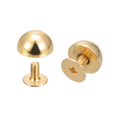 Harfington Uxcell 8x5mm Screw Back Rivets Solid Round Head Leather Studs Gold Tone 10 Sets