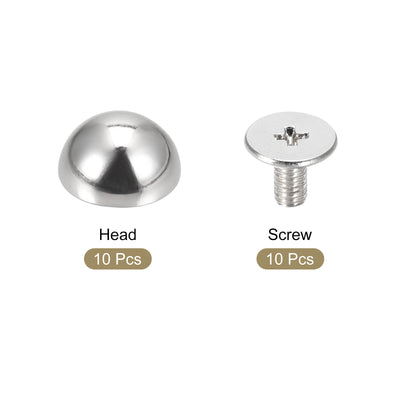 Harfington Uxcell 8x5mm Screw Back Rivets Solid Round Head Leather Studs Gold Tone 10 Sets