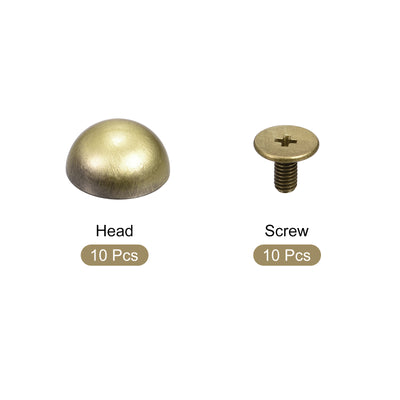 Harfington Uxcell 8x5mm Screw Back Rivets Solid Round Head Leather Studs Gold Tone 10 Sets