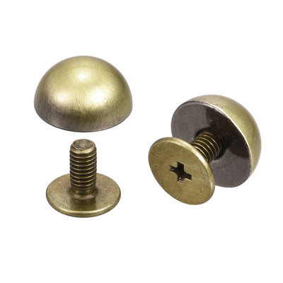 Harfington Uxcell 8x5mm Screw Back Rivets Solid Round Head Leather Studs Gold Tone 10 Sets