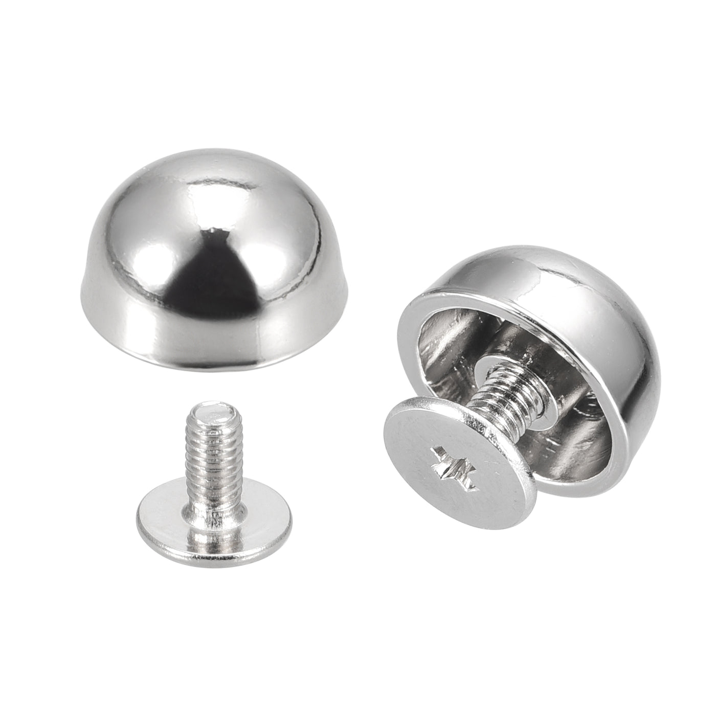 Uxcell Uxcell 12x7mm Screw Back Rivets Hollow Round Head Leather Studs Silver Tone 20 Sets