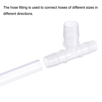 Harfington PP Reducing 18x20x18mm OD Barb Hose Fitting 3 Way Tee T Shape Translucent