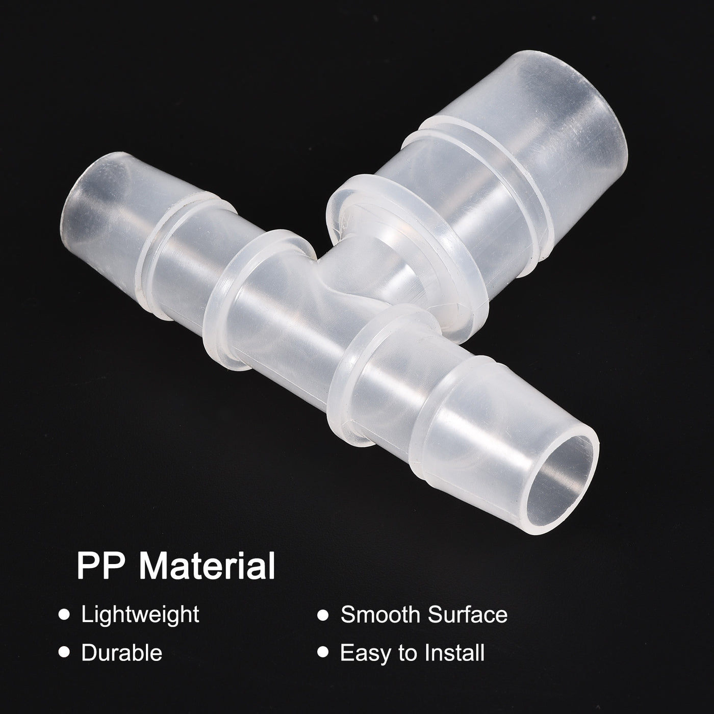 Harfington PP Reducing 18x20x18mm OD Barb Hose Fitting 3 Way Tee T Shape Translucent