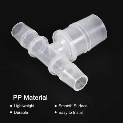 Harfington PP Reducing 18x20x18mm OD Barb Hose Fitting 3 Way Tee T Shape Translucent