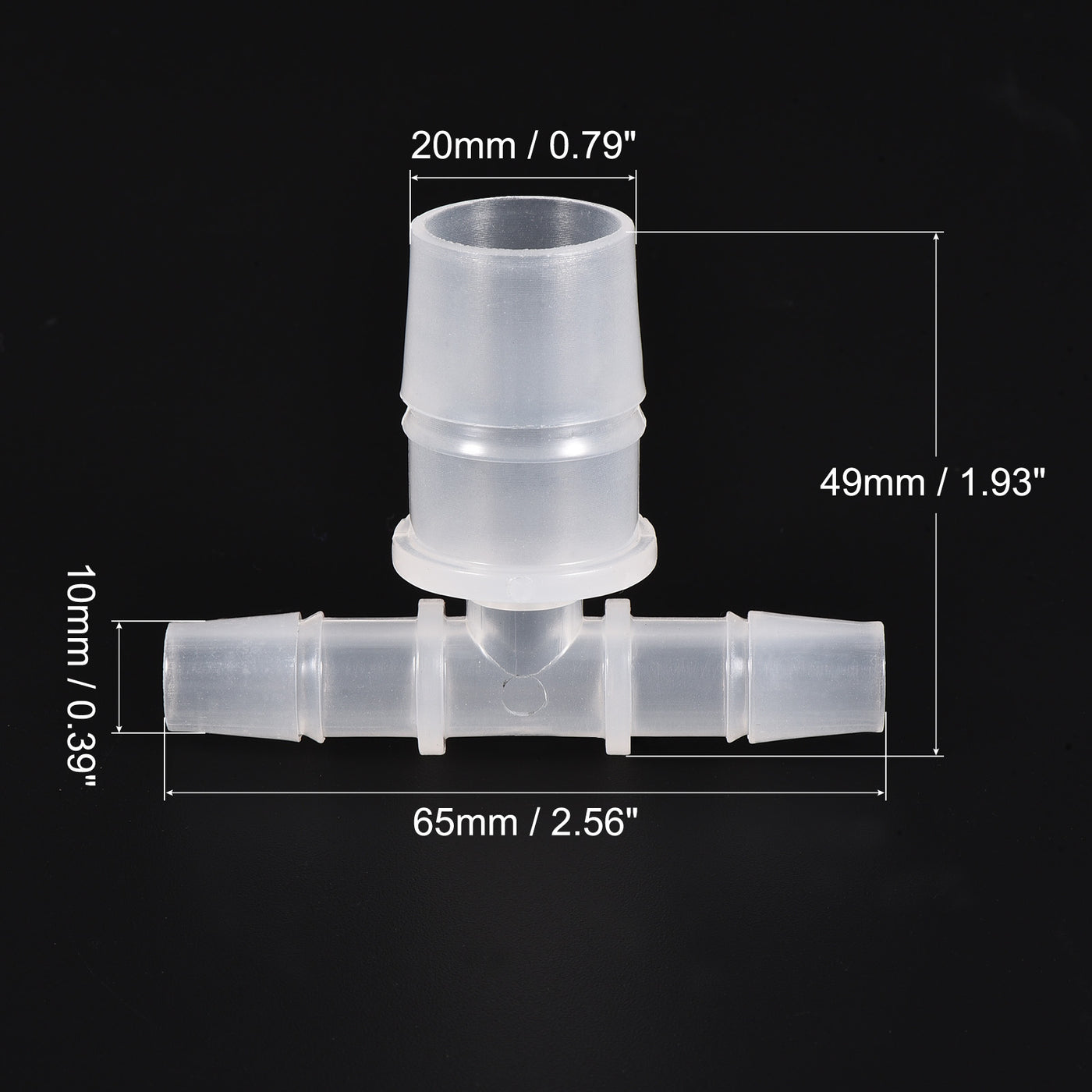 Harfington PP Reducing 18x20x18mm OD Barb Hose Fitting 3 Way Tee T Shape Translucent