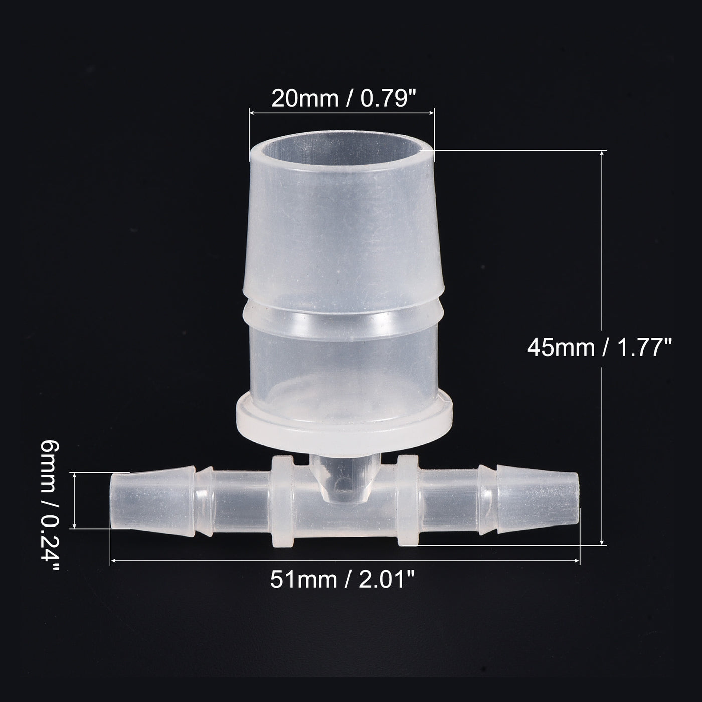 Harfington PP Reducing 18x20x18mm OD Barb Hose Fitting 3 Way Tee T Shape Translucent