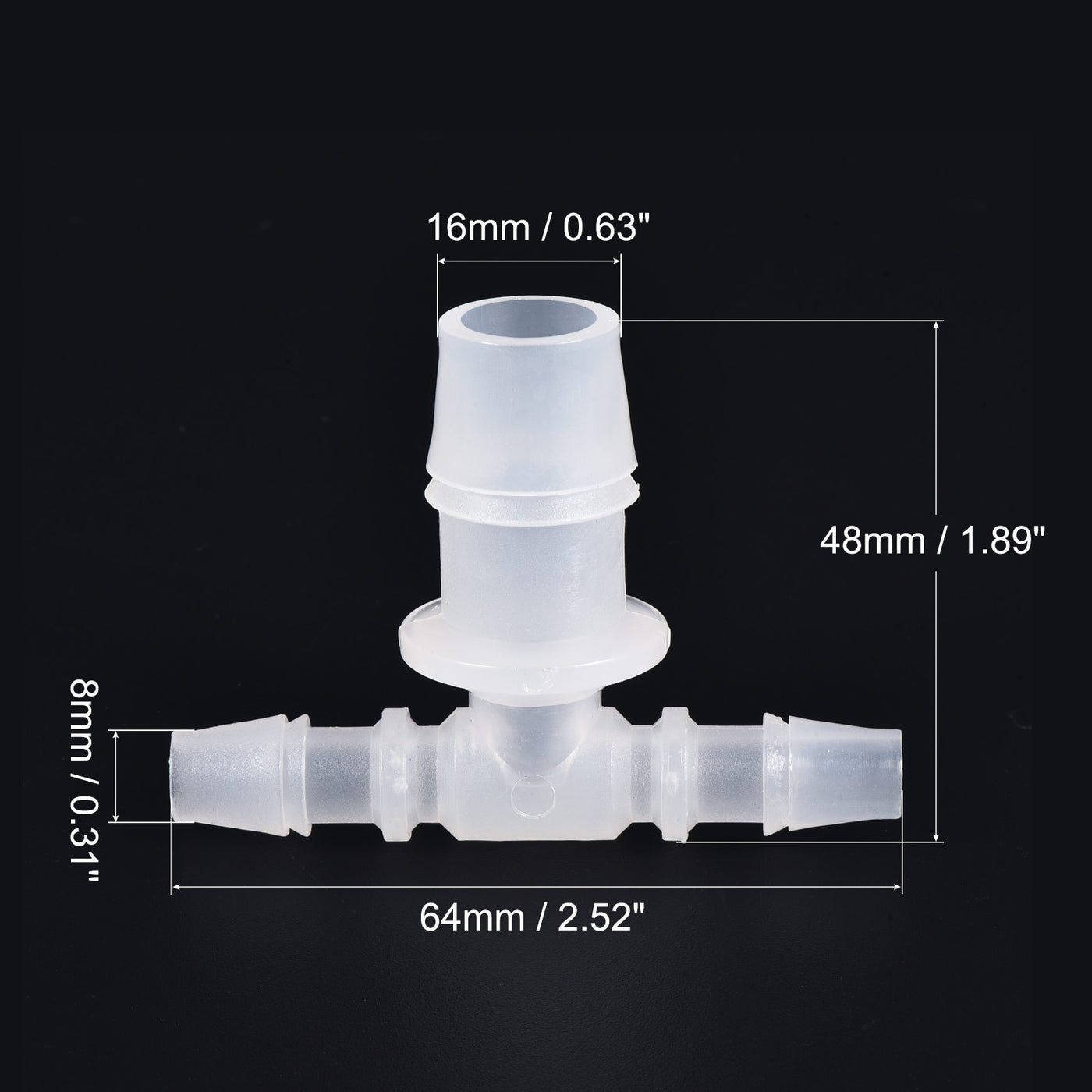 Harfington PP Reducing 18x20x18mm OD Barb Hose Fitting 3 Way Tee T Shape Translucent