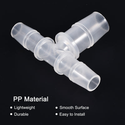 Harfington PP Reducing 18x20x18mm OD Barb Hose Fitting 3 Way Tee T Shape Translucent