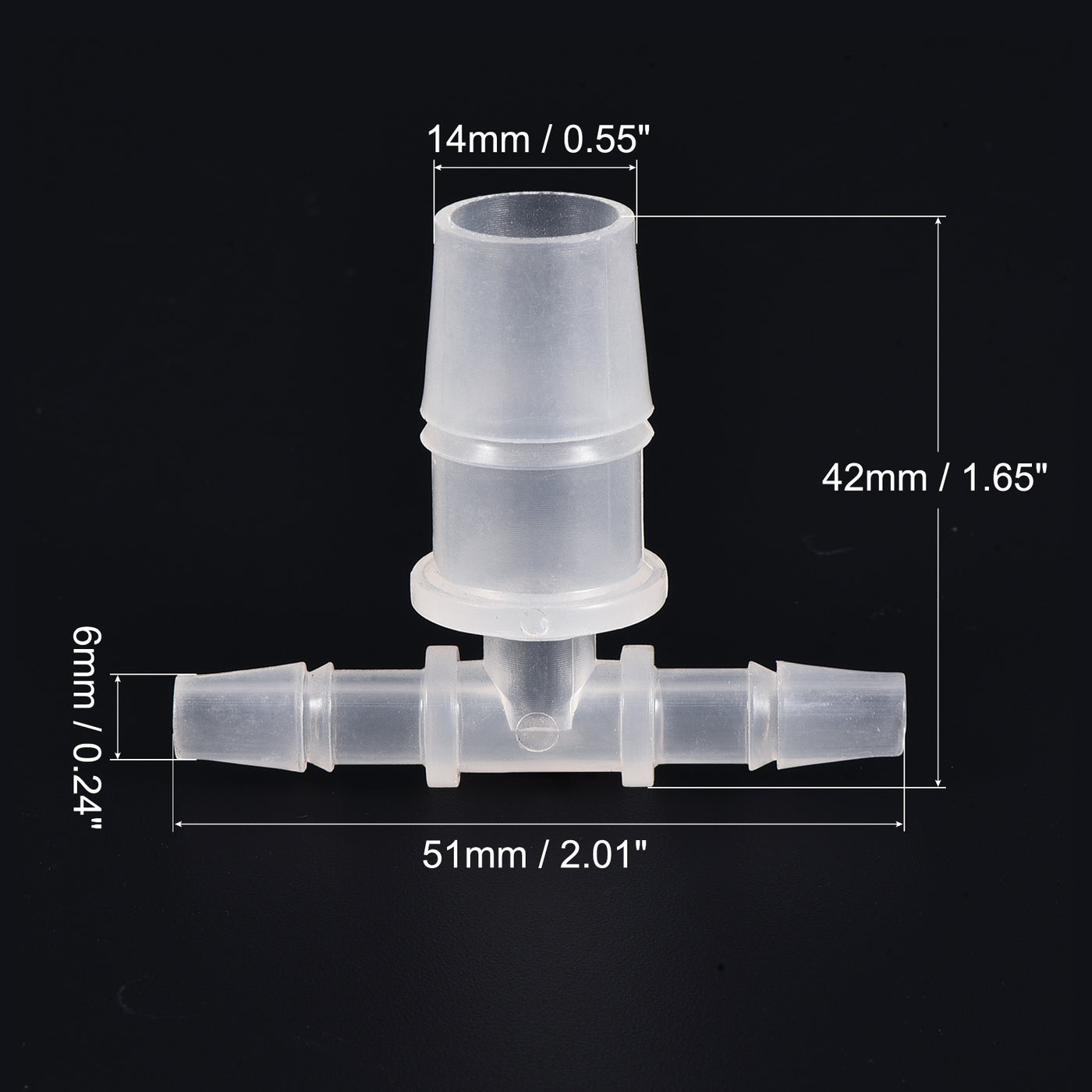 Harfington PP Reducing 18x20x18mm OD Barb Hose Fitting 3 Way Tee T Shape Translucent