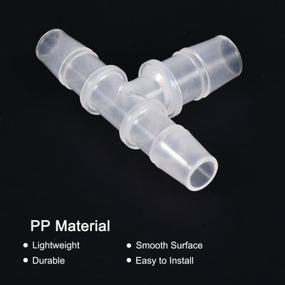 Harfington PP Reducing 18x20x18mm OD Barb Hose Fitting 3 Way Tee T Shape Translucent