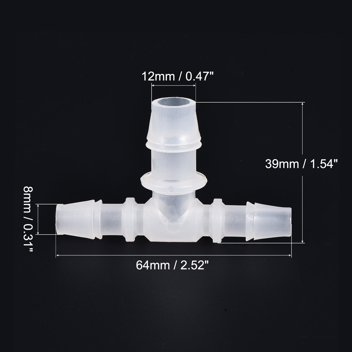 Harfington PP Reducing 18x20x18mm OD Barb Hose Fitting 3 Way Tee T Shape Translucent