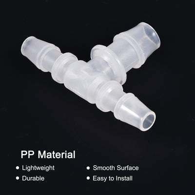 Harfington PP Reducing 18x20x18mm OD Barb Hose Fitting 3 Way Tee T Shape Translucent