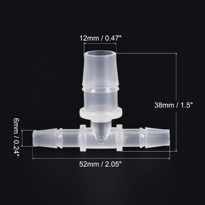 Harfington PP Reducing 18x20x18mm OD Barb Hose Fitting 3 Way Tee T Shape Translucent