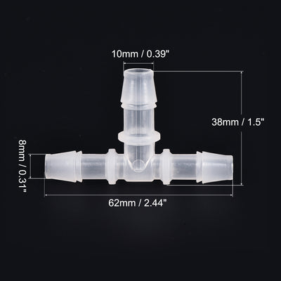 Harfington PP Reducing 18x20x18mm OD Barb Hose Fitting 3 Way Tee T Shape Translucent