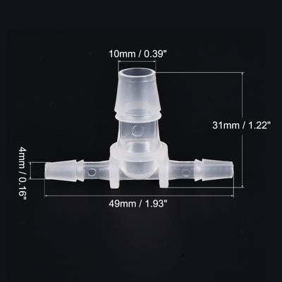 Harfington PP Reducing 18x20x18mm OD Barb Hose Fitting 3 Way Tee T Shape Translucent