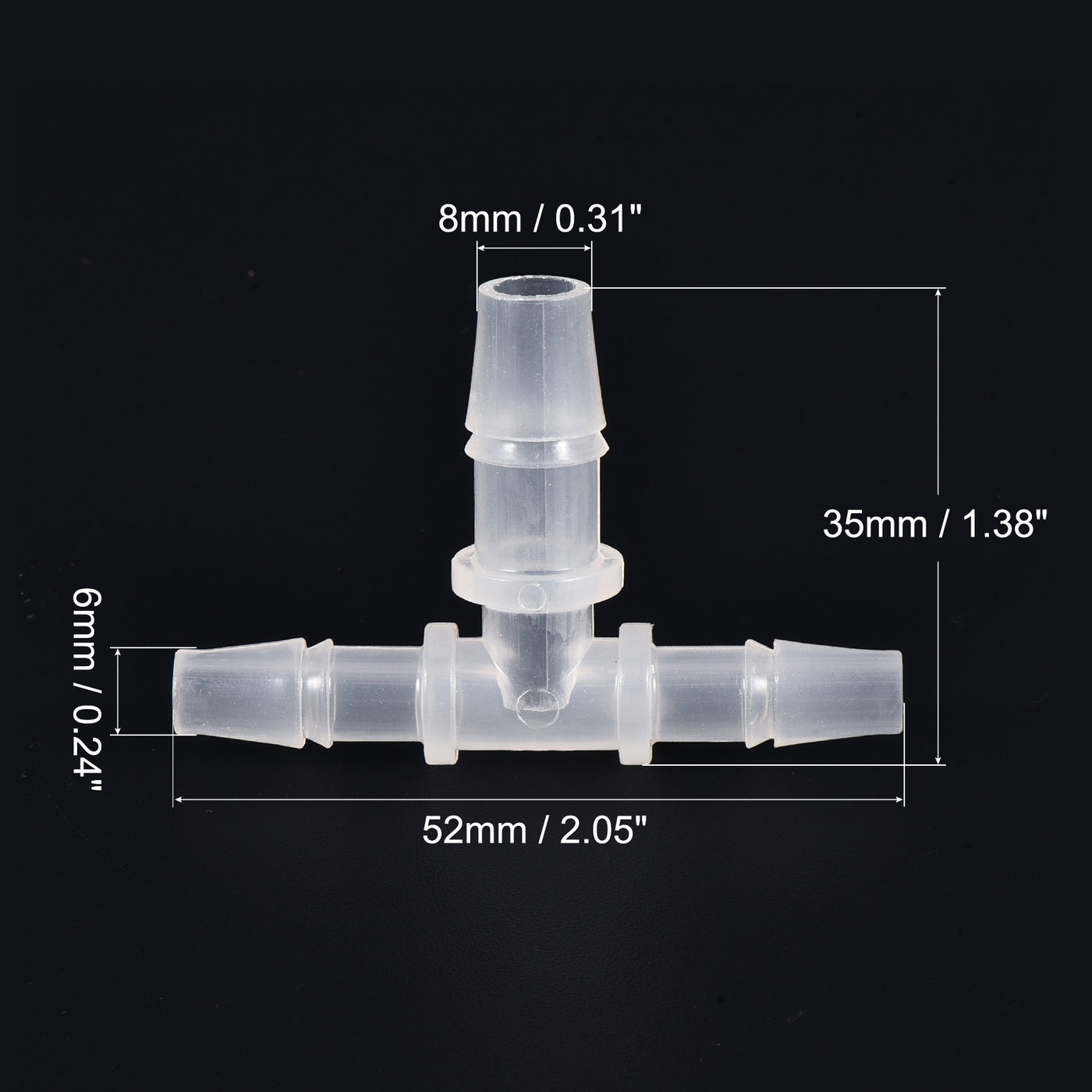 Harfington PP Reducing 18x20x18mm OD Barb Hose Fitting 3 Way Tee T Shape Translucent