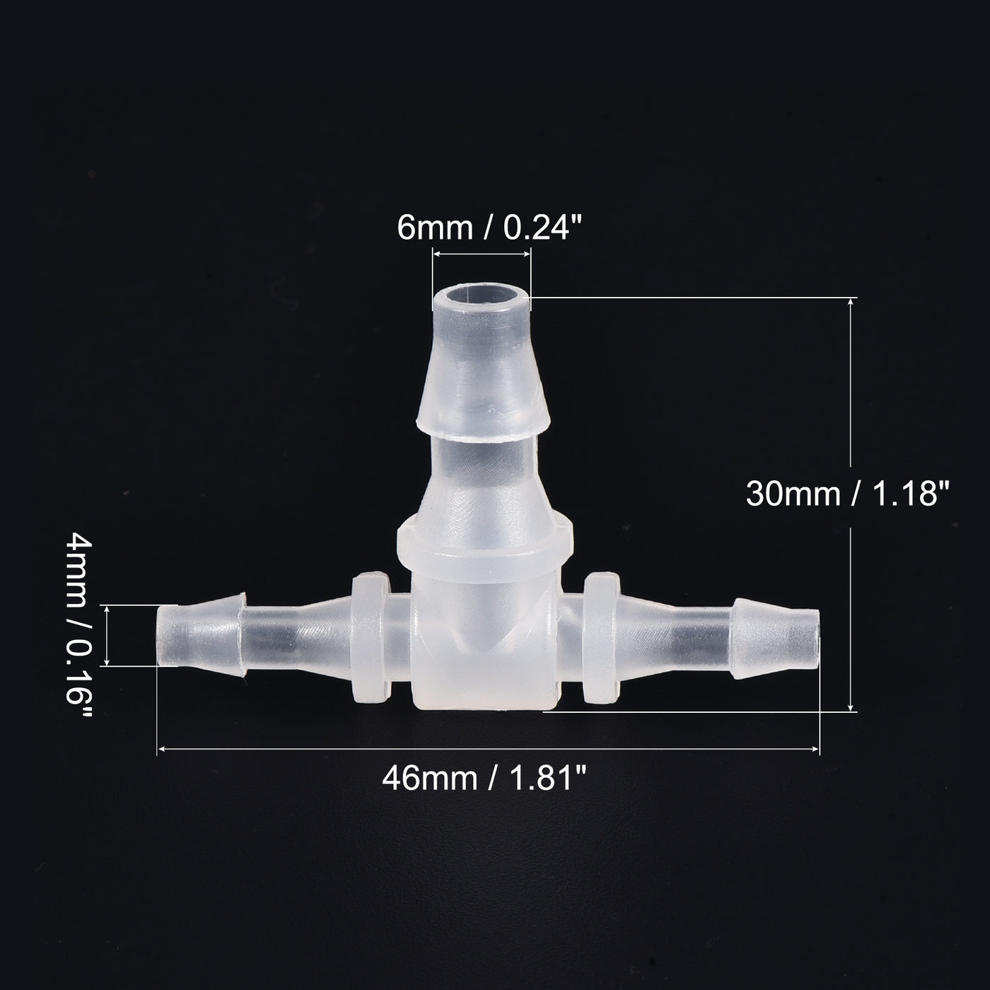 Harfington PP Reducing 18x20x18mm OD Barb Hose Fitting 3 Way Tee T Shape Translucent