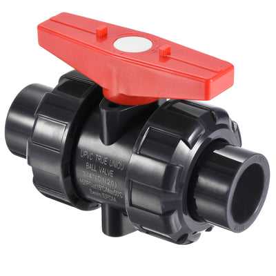 Harfington Slip Union Ball Valve, EPDM O-ring UPVC Socket Type Shut-off Valve Switch for Water Flow Control