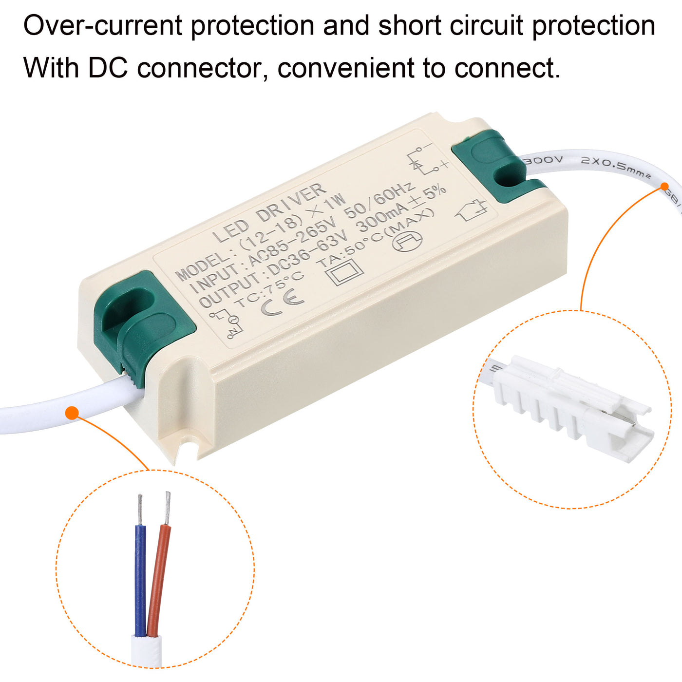 Harfington LED Driver, DC AC Male Connector Constant Current Rectifier Transformer Power Supply