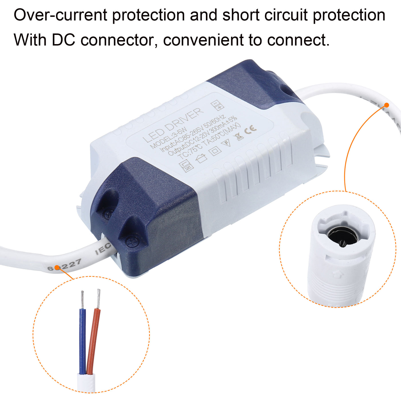 Harfington LED Driver, DC Female Connector Constant Current Rectifier Transformer Power Supply