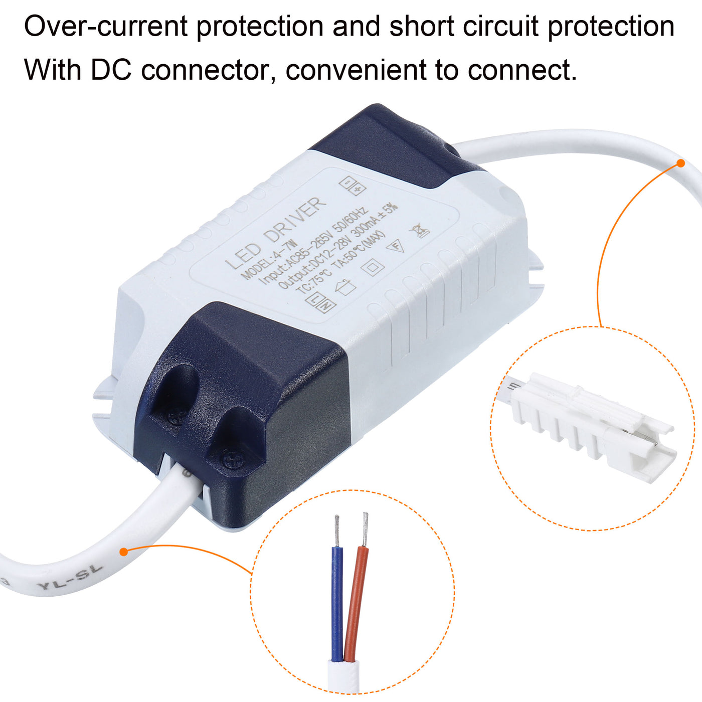 Harfington LED Driver, DC Male Connector Constant Current Rectifier Transformer External Power Supply Ceiling Lamp