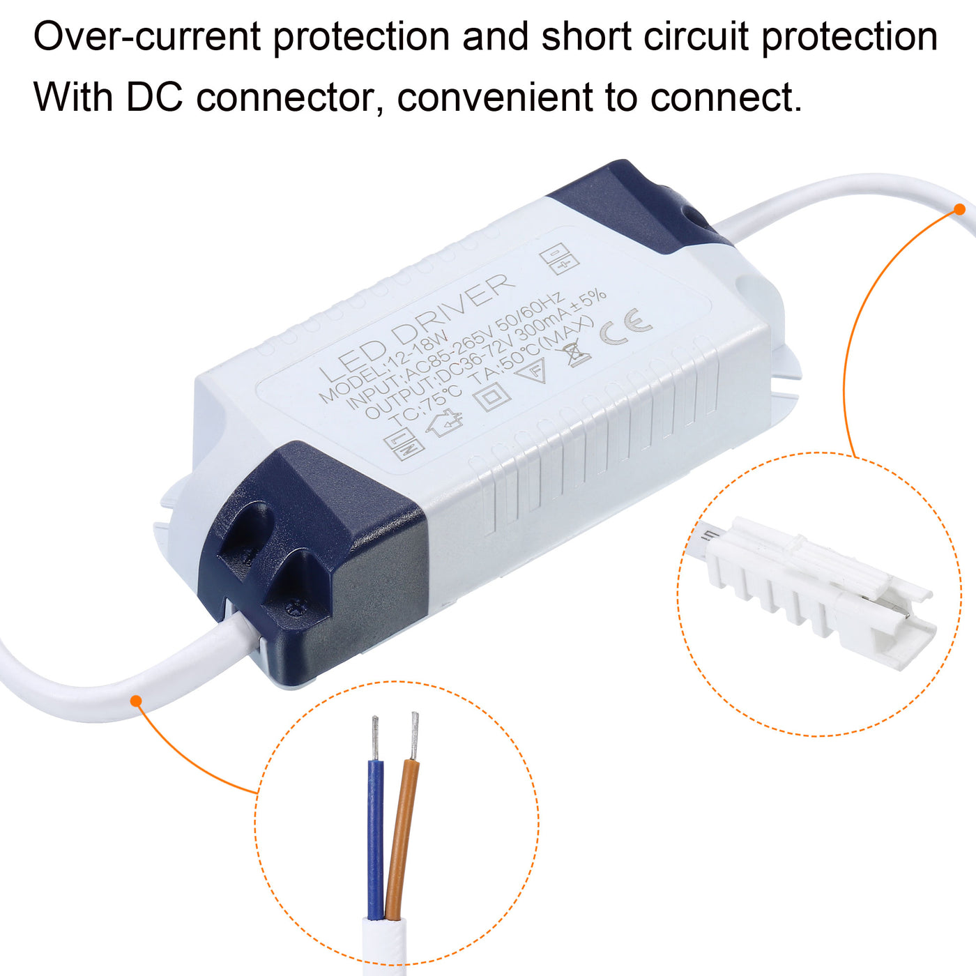 Harfington LED Driver, AC Output DC Male Connectors Constant Current Rectifier Transformers External Power Supply