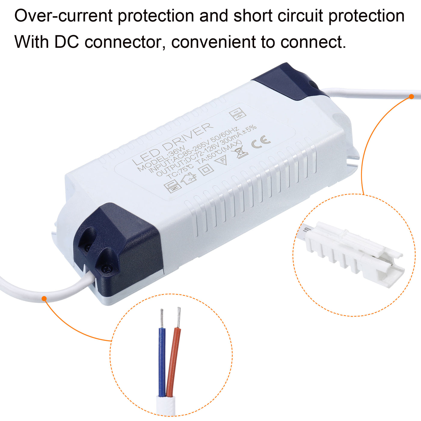 Harfington LED Driver, AC Output DC Male Connectors Constant Current Rectifier Transformers External Power Supply