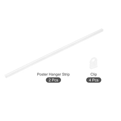 Harfington PVC Poster Hanger Rail Poster Strip Bar with Clips for Poster, Map