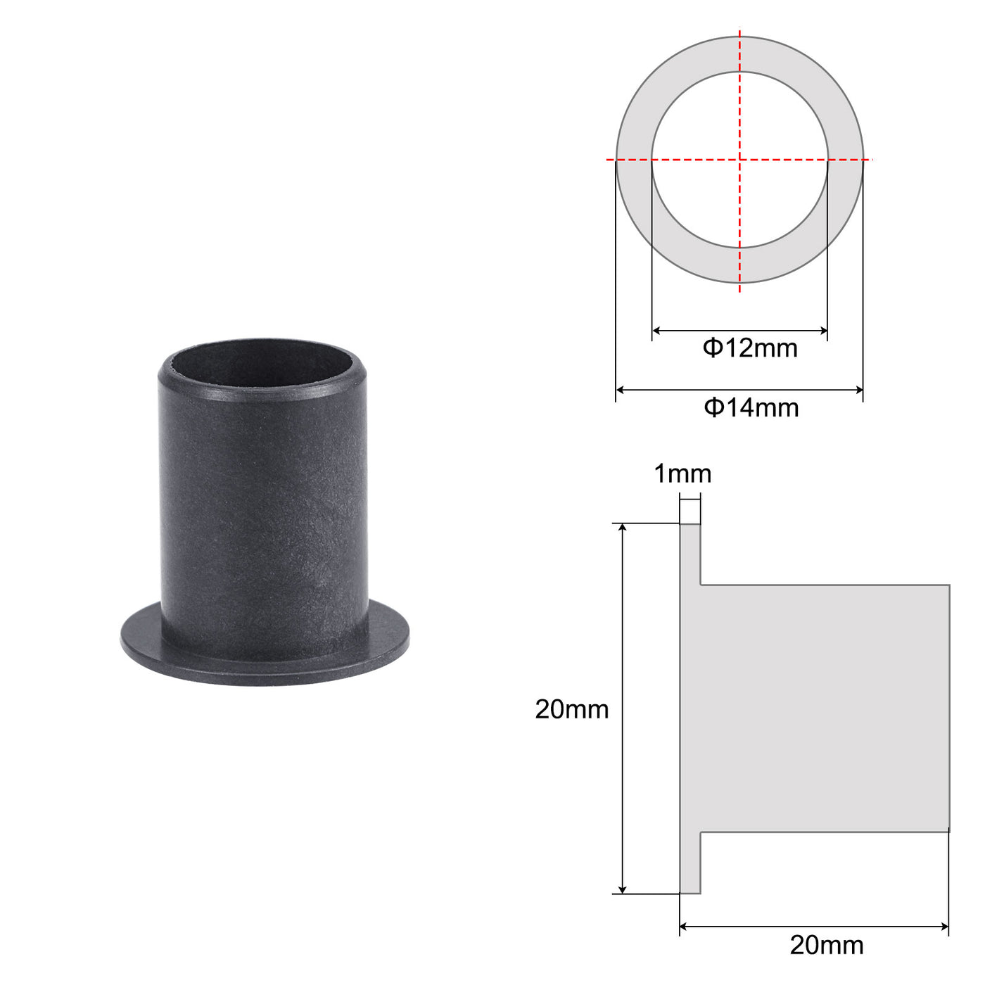 Harfington Flanged Sleeve Bearings POM Wrapped Oilless Bushings