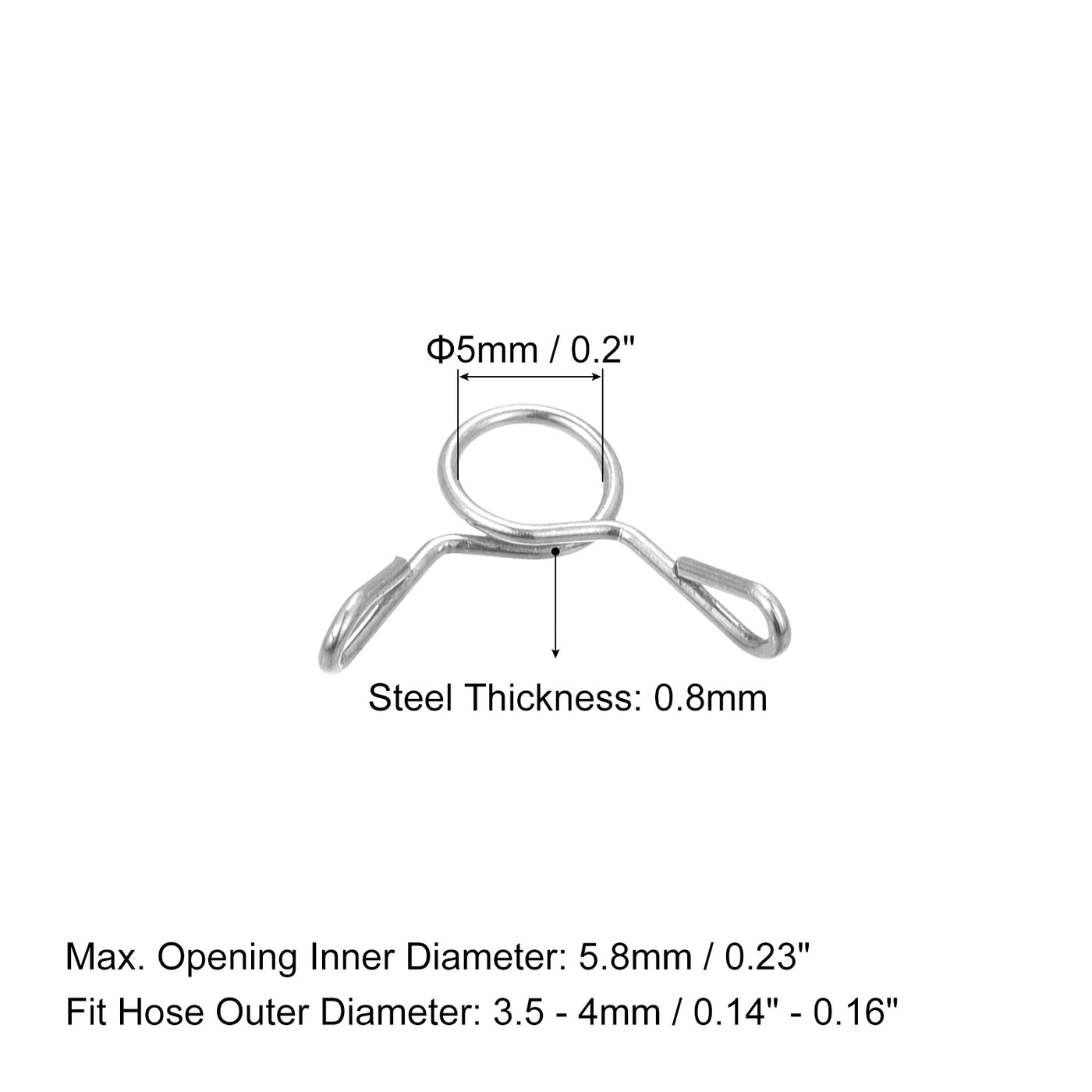 Harfington Fuel Line Hose Clips, 304 Stainless Steel Tubing Spring Hose Clamps