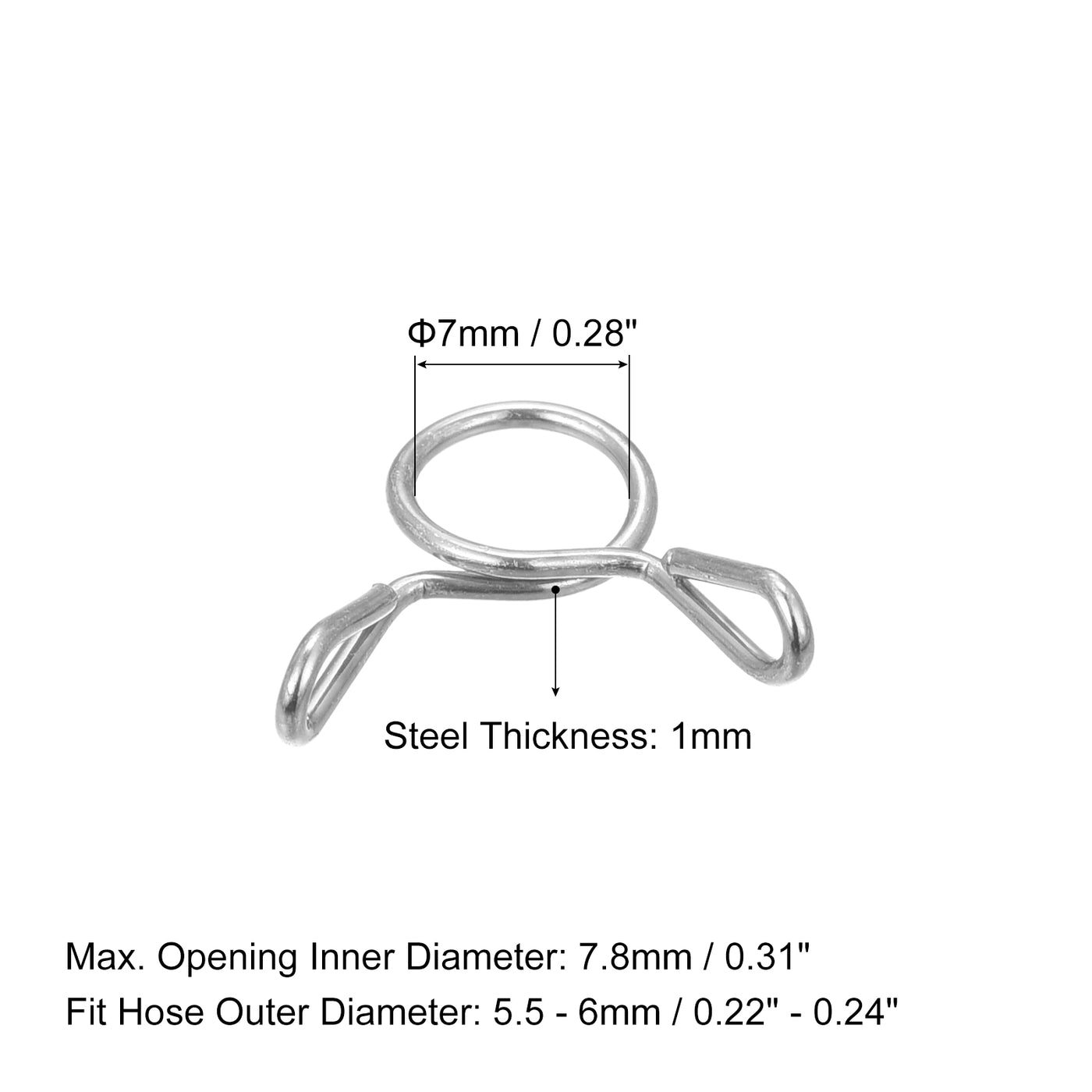 Harfington Fuel Line Hose Clips, 304 Stainless Steel Tubing Spring Hose Clamps