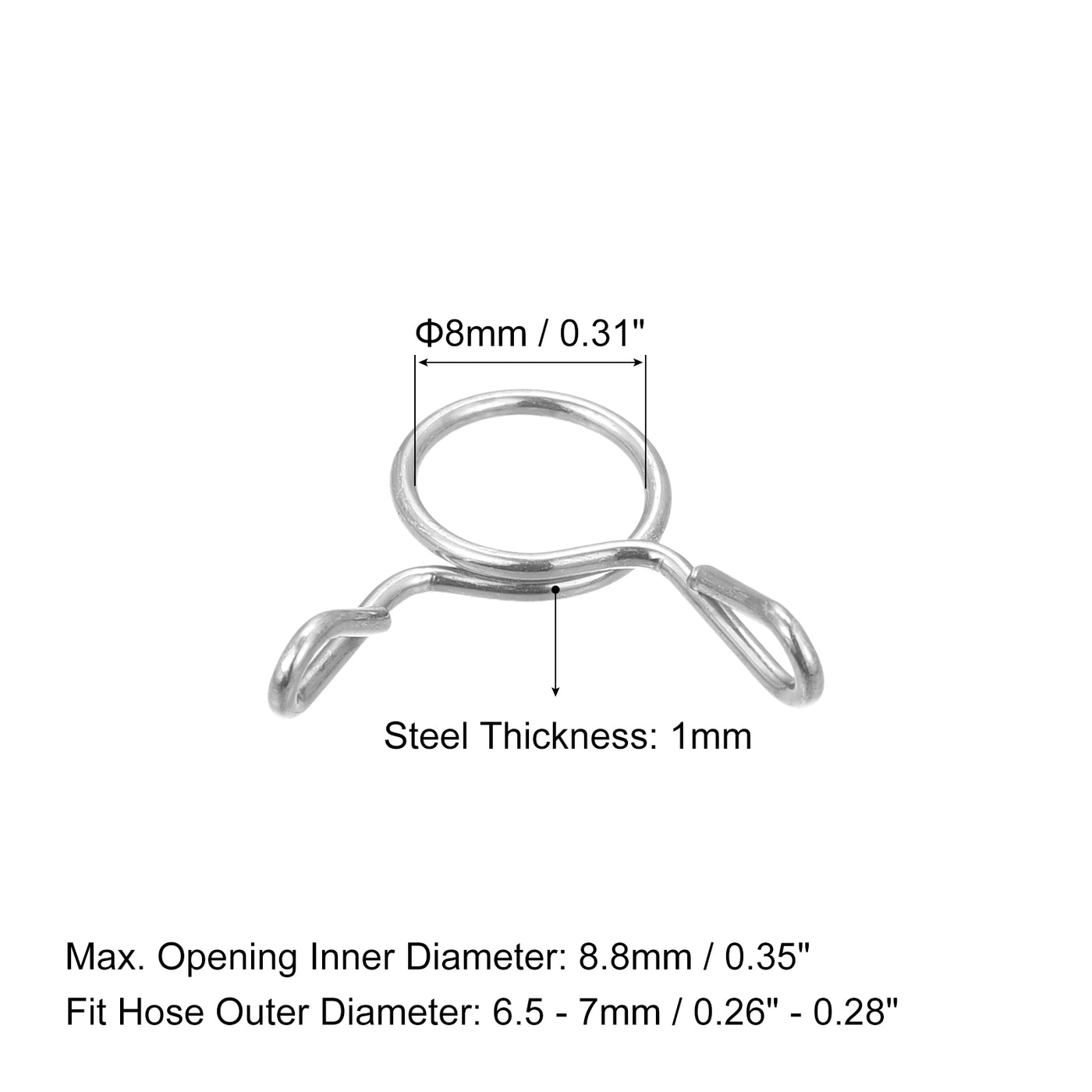 Harfington Fuel Line Hose Clips, 304 Stainless Steel Tubing Spring Hose Clamps