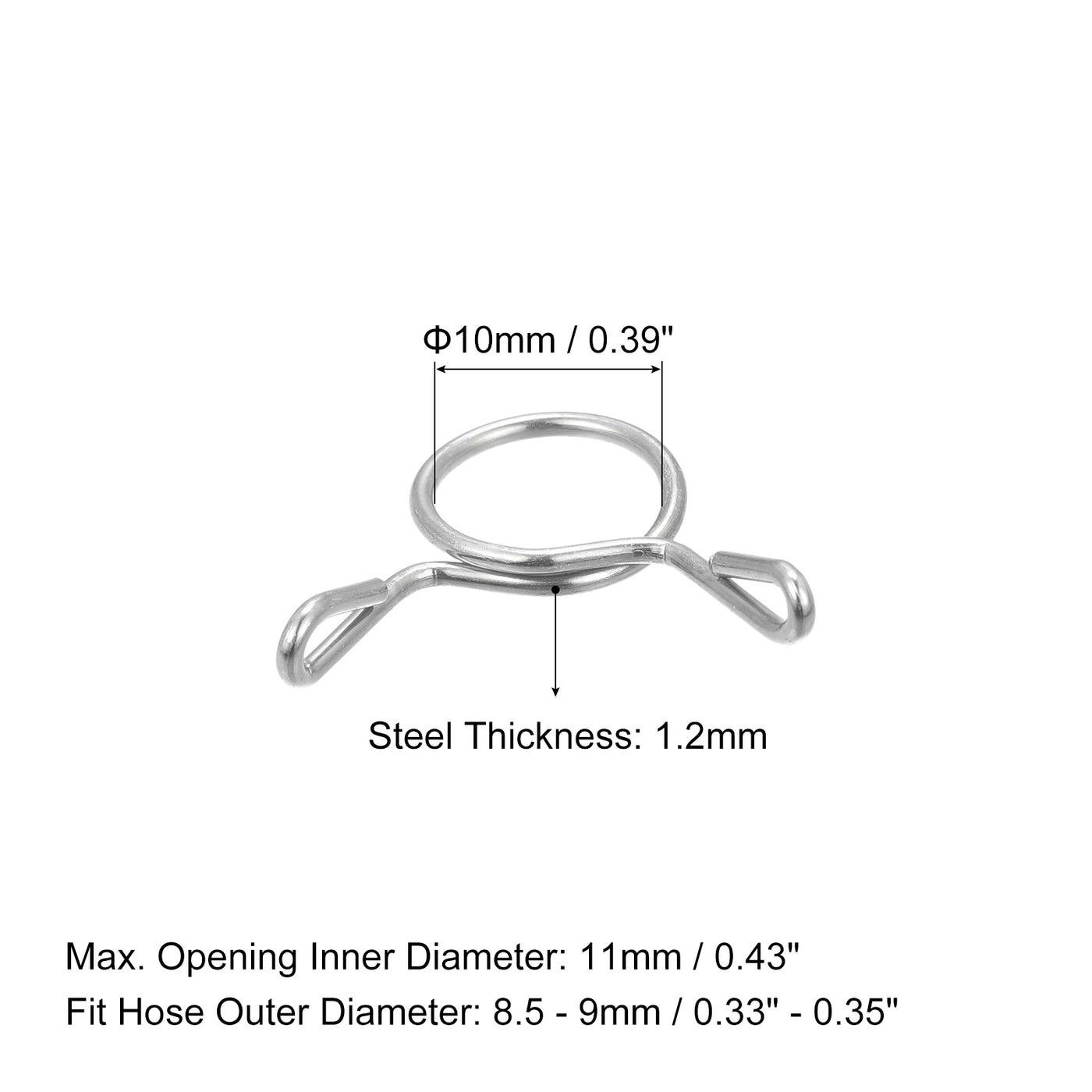 Harfington Fuel Line Hose Clips, 304 Stainless Steel Tubing Spring Hose Clamps