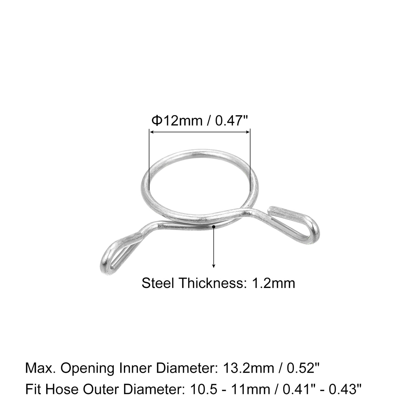 Harfington Fuel Line Hose Clips, 304 Stainless Steel Tubing Spring Hose Clamps